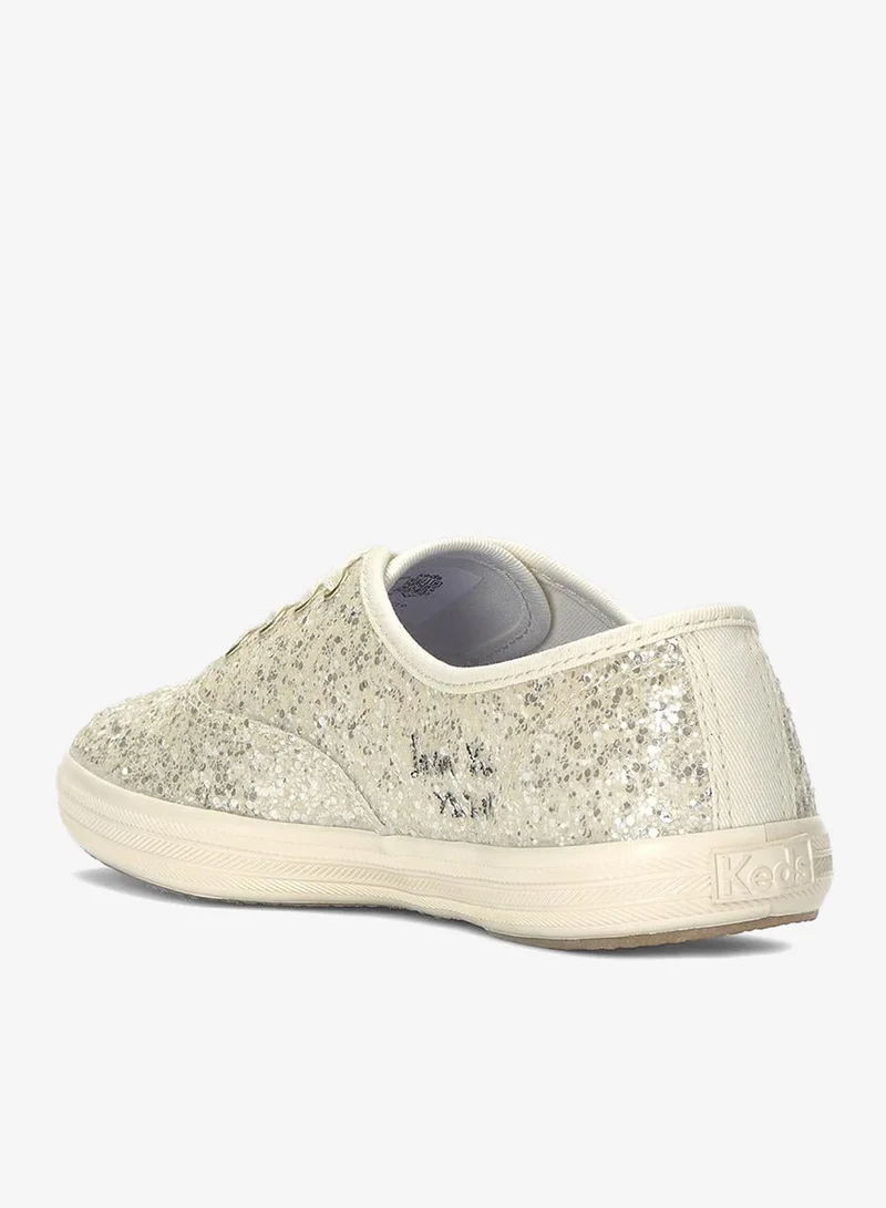 Keds Cream Keds Women's Champion Lace Up Glitter Textile Casual Sneaker Cream for Women | Best Price UAE